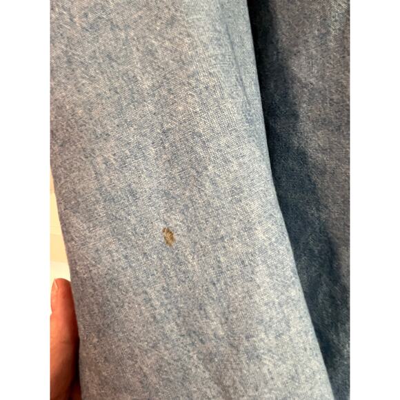 Vintage Liz Claiborne Chambray Jacket Medium Detachable Hood Plaid Lining 90s - Picture 12 of 16